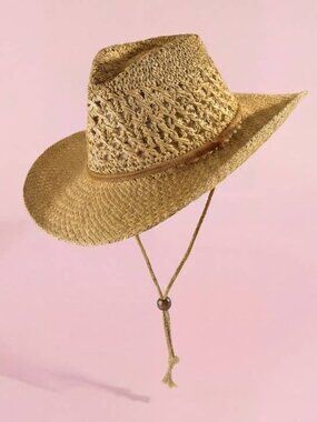 Adjustable Chin Strap Straw Braid Cowboy Hat